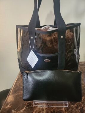 Coach Black Cosmetic Clutch EUC with  Free Coach Black  PVC Tote NWT Bundle